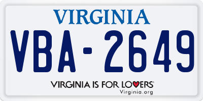 VA license plate VBA2649