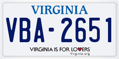 VA license plate VBA2651
