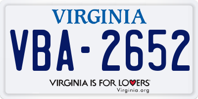VA license plate VBA2652