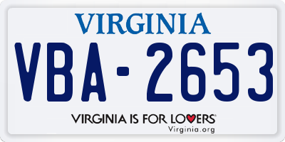VA license plate VBA2653