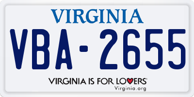 VA license plate VBA2655
