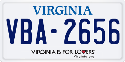 VA license plate VBA2656