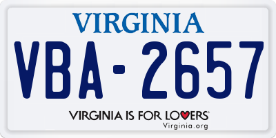 VA license plate VBA2657