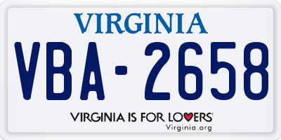 VA license plate VBA2658