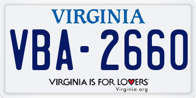 VA license plate VBA2660