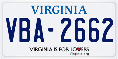 VA license plate VBA2662