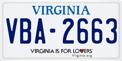 VA license plate VBA2663