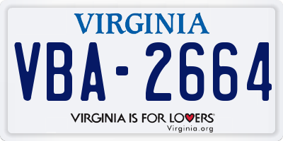 VA license plate VBA2664