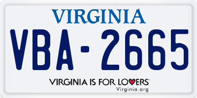 VA license plate VBA2665