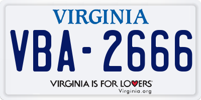 VA license plate VBA2666