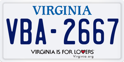 VA license plate VBA2667