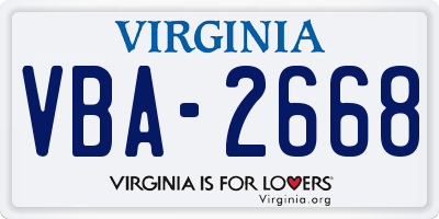 VA license plate VBA2668