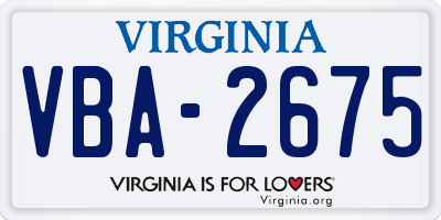 VA license plate VBA2675