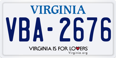 VA license plate VBA2676