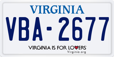 VA license plate VBA2677