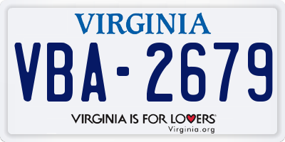VA license plate VBA2679
