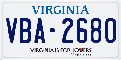 VA license plate VBA2680