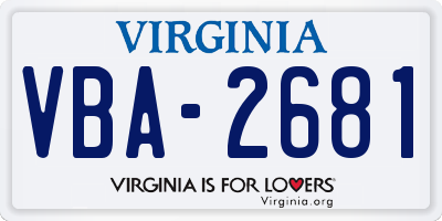 VA license plate VBA2681