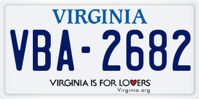 VA license plate VBA2682