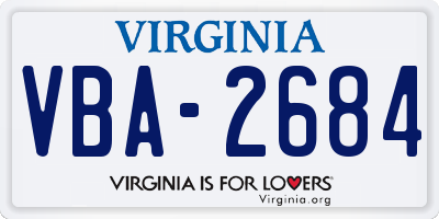 VA license plate VBA2684