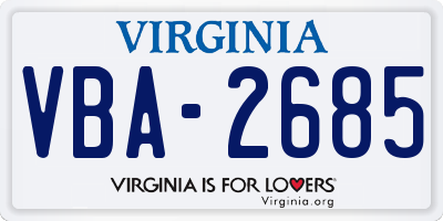 VA license plate VBA2685