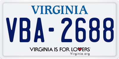 VA license plate VBA2688