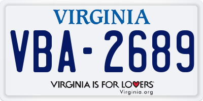 VA license plate VBA2689