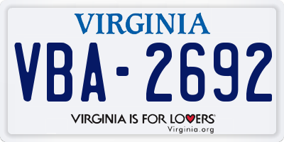 VA license plate VBA2692