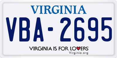 VA license plate VBA2695