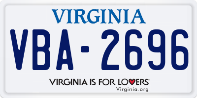 VA license plate VBA2696