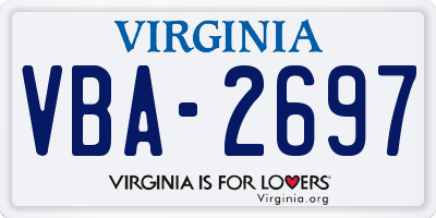 VA license plate VBA2697
