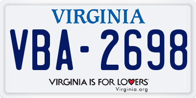 VA license plate VBA2698