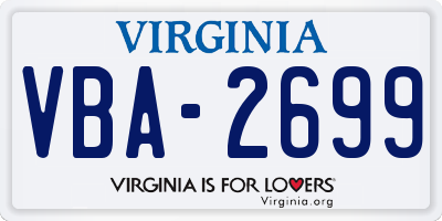 VA license plate VBA2699