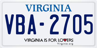 VA license plate VBA2705