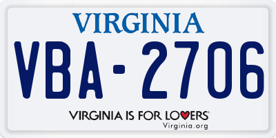 VA license plate VBA2706