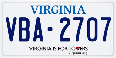 VA license plate VBA2707