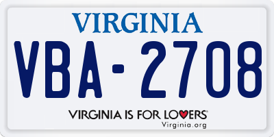VA license plate VBA2708
