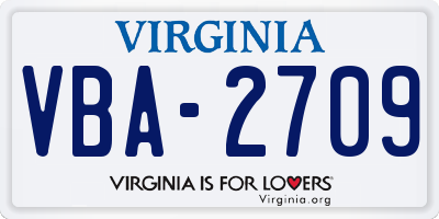 VA license plate VBA2709