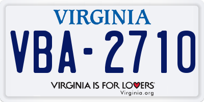 VA license plate VBA2710