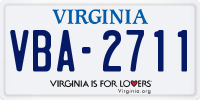 VA license plate VBA2711