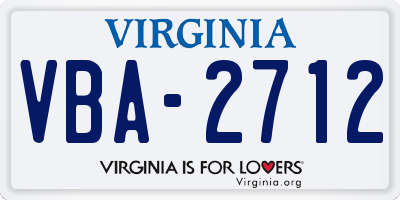 VA license plate VBA2712