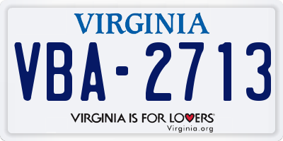 VA license plate VBA2713