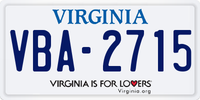 VA license plate VBA2715