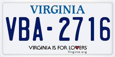 VA license plate VBA2716