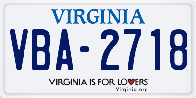 VA license plate VBA2718