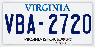 VA license plate VBA2720