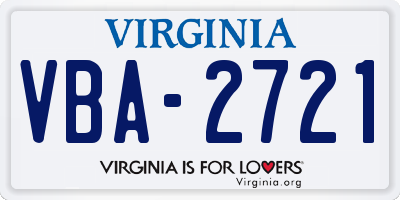 VA license plate VBA2721