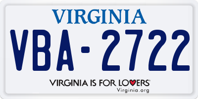 VA license plate VBA2722