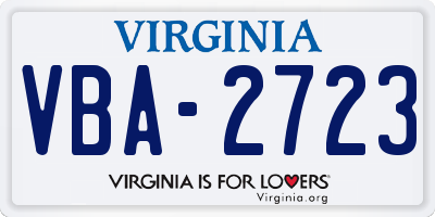 VA license plate VBA2723