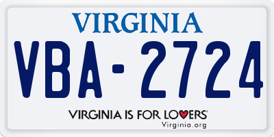 VA license plate VBA2724